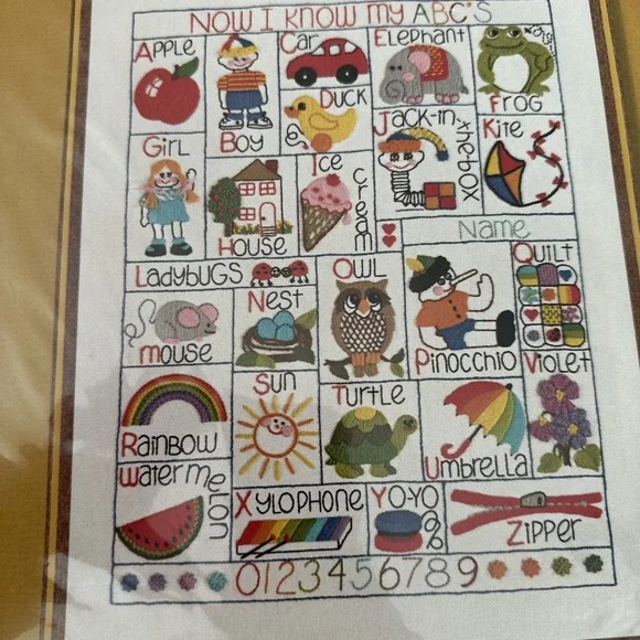 Vintage Sunset Stitchery ABC & Number Sampler Needlepoint Kits Sealed